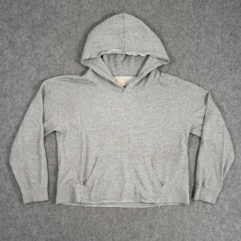 Free People FP Movement Heather Gray Cropped Cut-Off Hoodie Women's Size Small